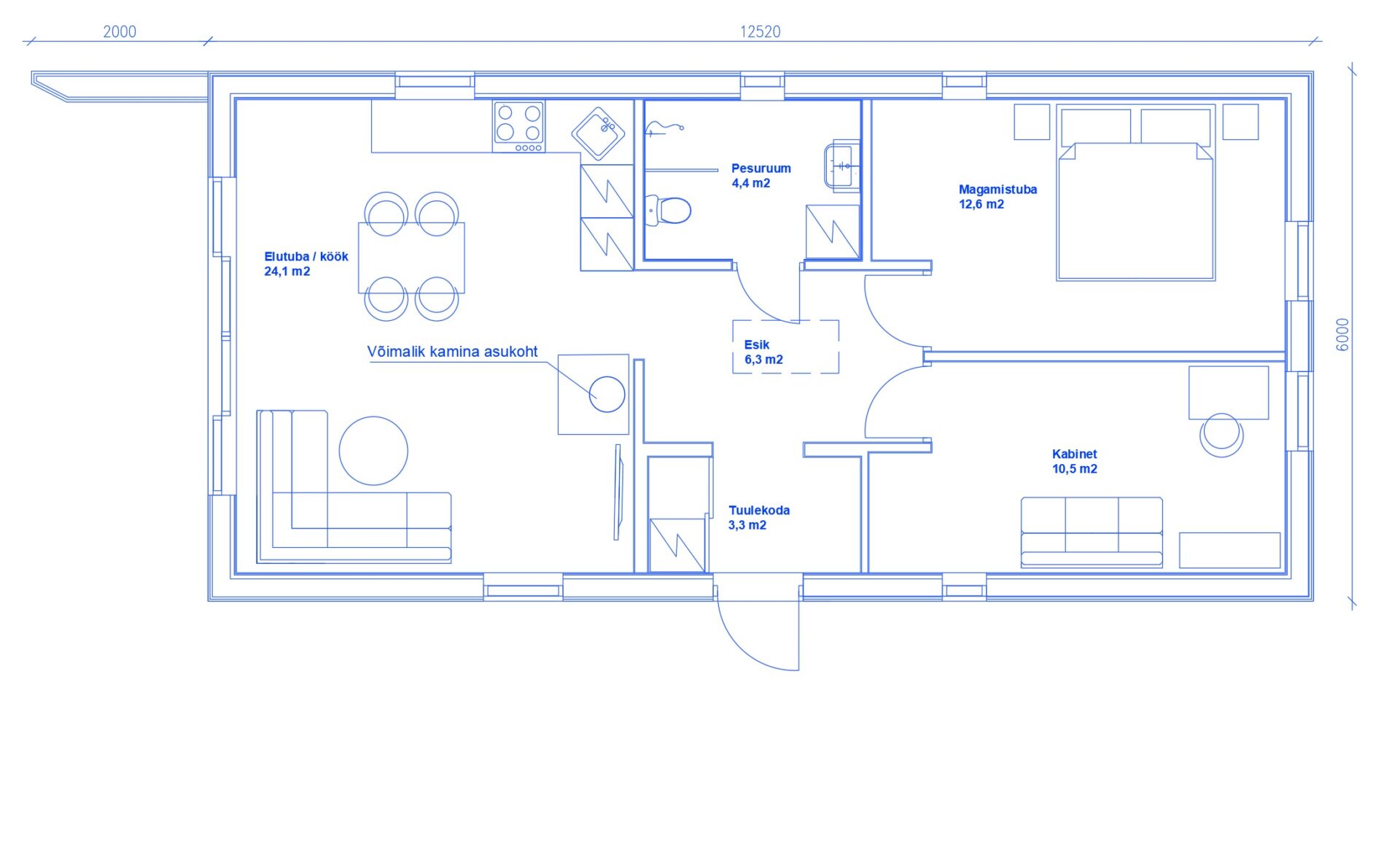 Prefab house Ketty 1-75 floor plan
